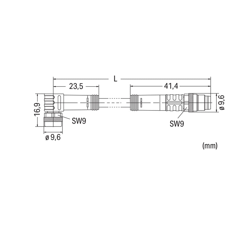 WAGO - Konfektioniertes Sensor-Aktor-Kabel Sensor-/Aktorleitung M8Bu. 756-5203/030-020 winklig,M8-St.,axial