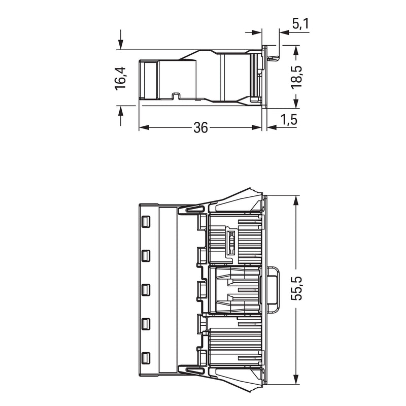WAGO - Geräteanschluss für steckbare Gebäudeinstallation Steckerteil 770-715 2x0,5-4mmq schwarz − 50 Stück