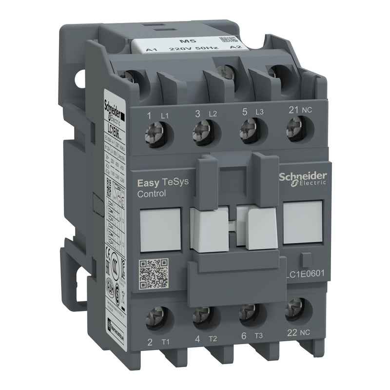 Schneider Electric - Leistungsschütz zum Schalten von Wechselstrom Leistungsschütz Easy TeSys LC1E0601M5 3P 6A 220VAC 50Hz