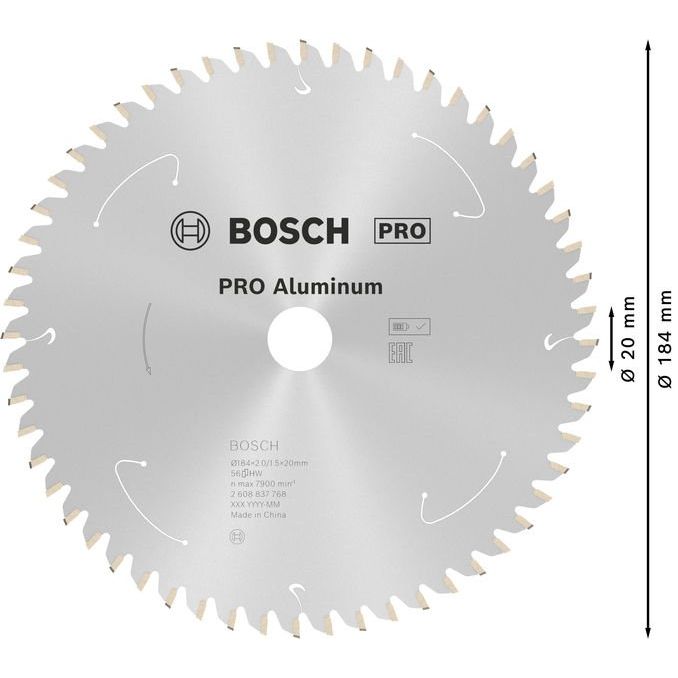 Bosch - Kreissägeblatt PRO Aluminium cordless 2608837768 Kreissägeblatt 184 x