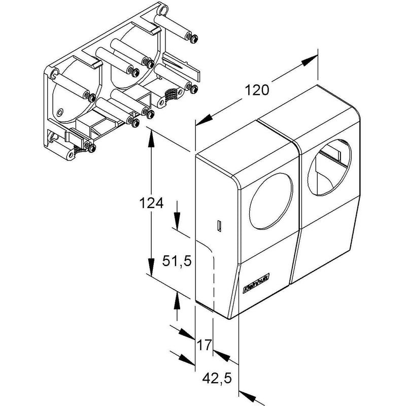 HKL - Geräteträger für Sockelleistenkanal Geräteeinbautank rws 5042.3 Kanal-System SDK