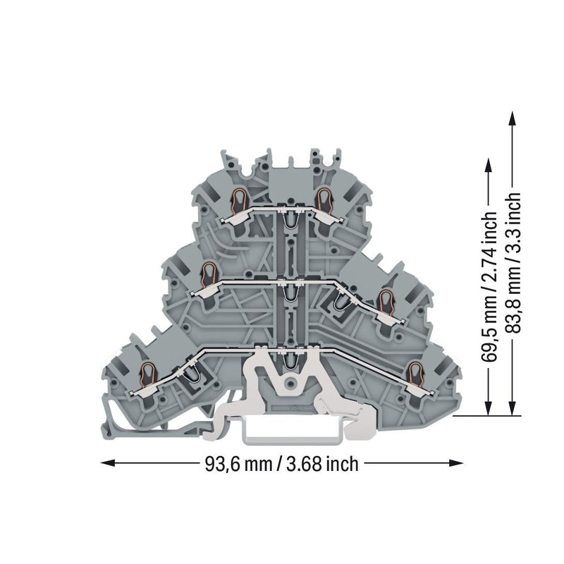 WAGO GmbH & Co. KG - Durchgangs-Reihenklemme Dreistockklemme 2000-3228 1mm²,ws/gr − 40 Stück