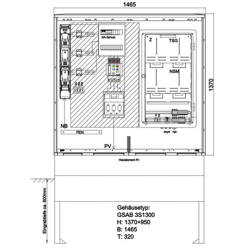 GSAB Elektrotechnik - Zähler-Komplettschrank Wandlermessung 09.W250.AR-01 Avacon 250A