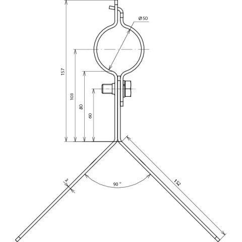 DEHN - Zubehör/Ersatzteile für Erdung und Blitzschutz Eck-Befestigung EB D50 WA V2A f. Rohre D 50mm