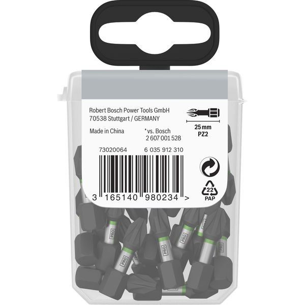Bosch - Bit PRO Pozidriv Impact Bit, 2607002804 (VE25) PZ2 25 mm Display 10