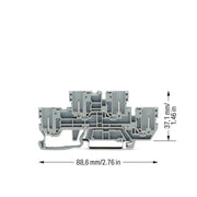 WAGO - Durchgangs-Reihenklemme 2-Pin/2-Pin-DoppelstockKl. 870-151 L/L,grau − 50 Stück