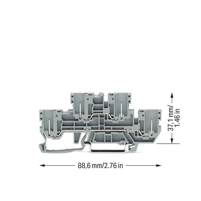 WAGO - Durchgangs-Reihenklemme 2-Pin/2-Pin-DoppelstockKl. 870-151 L/L,grau − 50 Stück