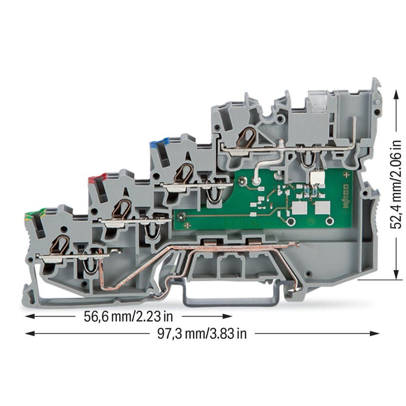 WAGO - Initiator/Aktor-Reihenklemme 4-Leiter-Initiatorenklemme 2020-5417/1102-950 LED gelb − 50 Stück