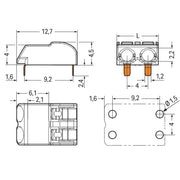 WAGO GmbH & Co. KG - Ein- und mehrpolige Klemmenleiste THR-Leiterplattenklemme 2060-1453/998-404 Drücker,0,75mm²,weiß − 4950 Stück