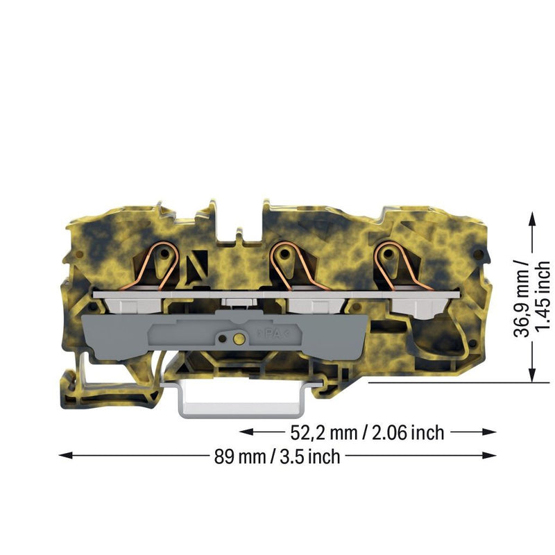 WAGO - Durchgangs-Reihenklemme 3-Leiter-Durchgangsklemme 2010-1301/000-053 10mm² − 25 Stück