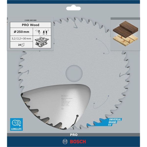 Bosch - Kreissägeblatt PRO Wood Kreissägeblatt, 2608640680 250 x 3,2 x 30 mm