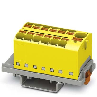 Phoenix Contact - Durchgangs-Reihenklemme Verteilerblock PTFIX10/12X4-NS35YE − 8 Stück