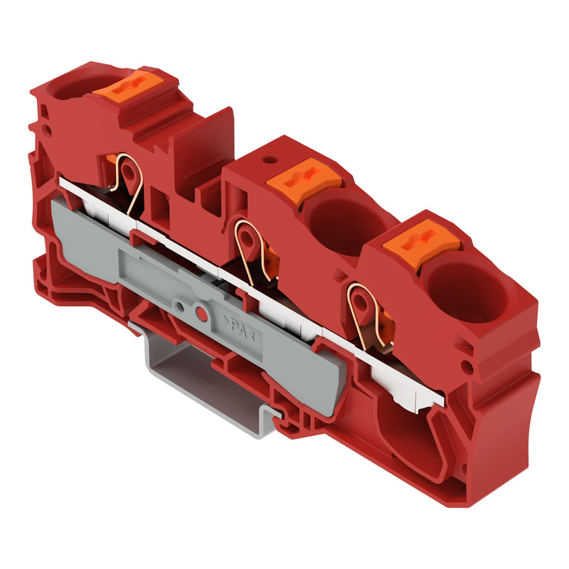 WAGO - Durchgangs-Reihenklemme 3-Leiter-Durchgangsklemme 2216-1303 Drücker,16 mm²,rot − 20 Stück