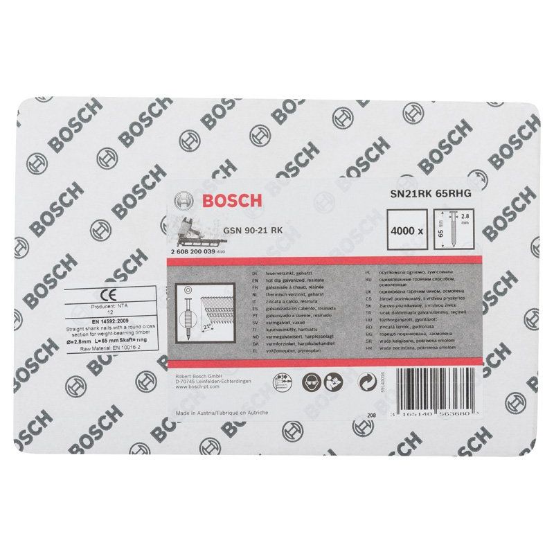 Bosch - Nagel für Nagelgerät Rundkopf-Streifennagel 2608200039(VE4000) SN21RK 65RHG 2,8 mm