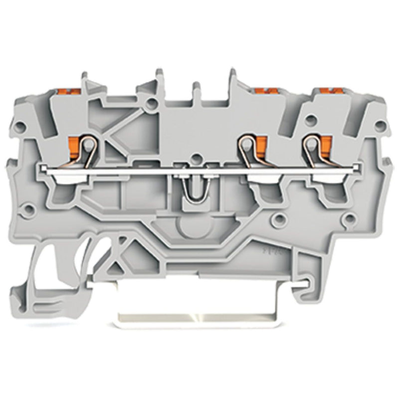 WAGO GmbH & Co. KG - Durchgangs-Reihenklemme 3-Leiter-Durchgangsklemme 2200-1301 1qmm, grau − 100 Stück