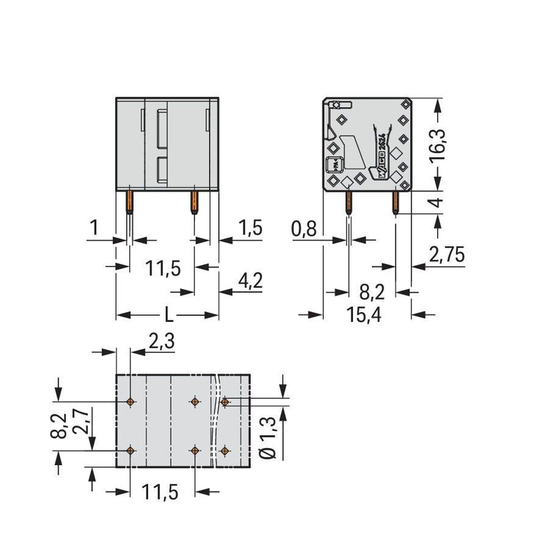 WAGO - Leiterplattenklemme 2624-3506 4mm² − 40 Stück