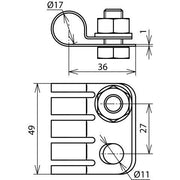 DEHN - Zubehör/Ersatzteile für Erdung und Blitzschutz PA-Anschlusselement NIRO PAE 17 20 AB11 V2A f.HVI-Ltg light D20