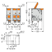 WAGO - Leiterplattenklemme 2616-1352/020-000 Hebel,16mm²,gr − 42 Stück