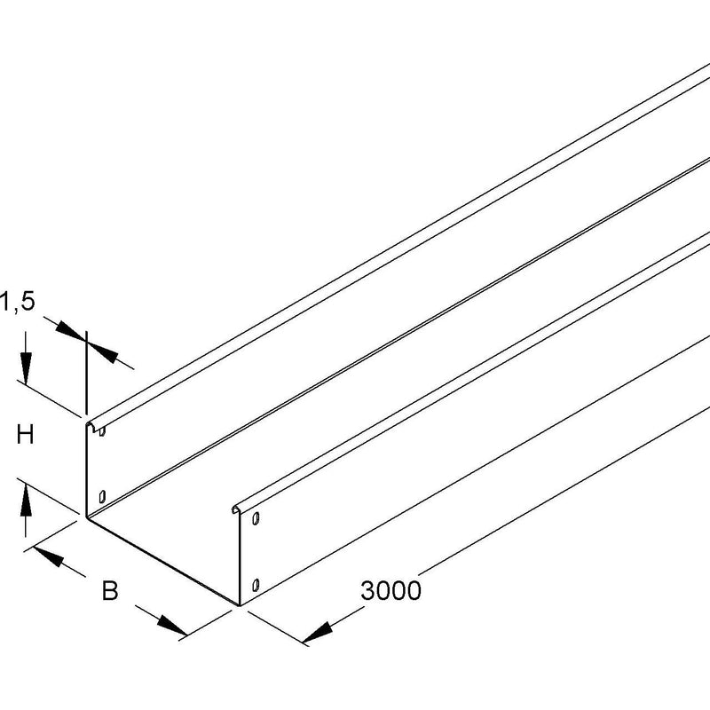 Niedax - Kabelrinne Kabelrinne RSU 110.500 F ungelocht − 6 Meter