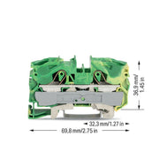 WAGO - Schutzleiter-Reihenklemme Schutzleiterklemme 2016-1207 2-Leiter, TS 35