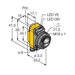 Turck - Reflexions-Lichtschranke Opto Sensor QS18VN6CV15Q7 Winkellichttaster