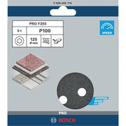 Bosch - Schleifpapier/Schleifvlies PRO F355 Schleifblatt, 125 2608605116 mm, G100, 5-tlg