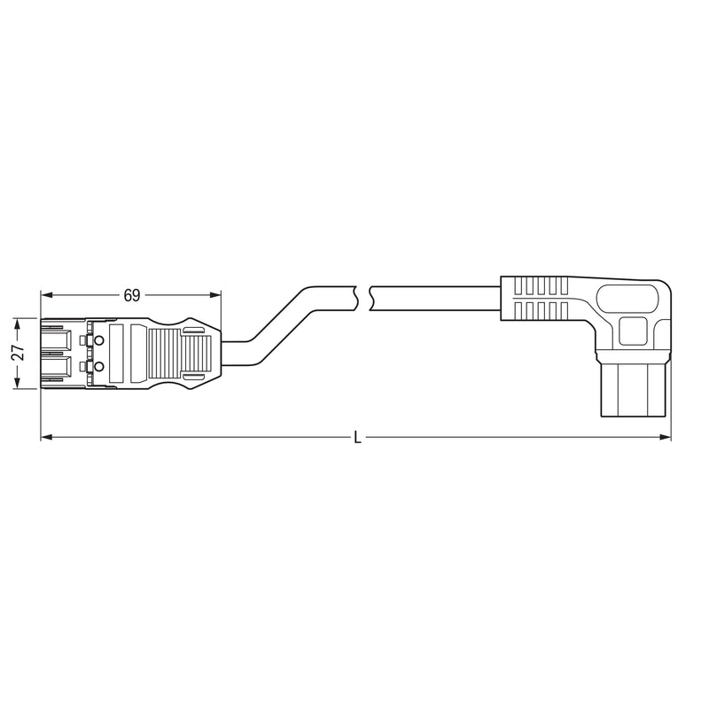 WAGO - Konfektionierte Leitung für steckbare Gebäudeinstallation konfekt. Übergangsleitung 771-9993/805-202 Eca,IP54,weiß