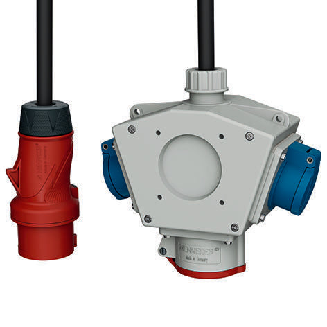 Mennekes - CEE-Steckdosen-Kombination (IEC 60309) DELTA-BOX 92913 16A5P,2xSchuk,2m Ltg