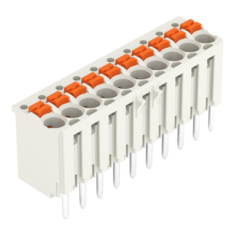 WAGO - Leiterplattensteckverbinder 1-Leiter-THT-Federleiste 2091-1180 CAGE CLAMP,lichtgrau − 100 Stück