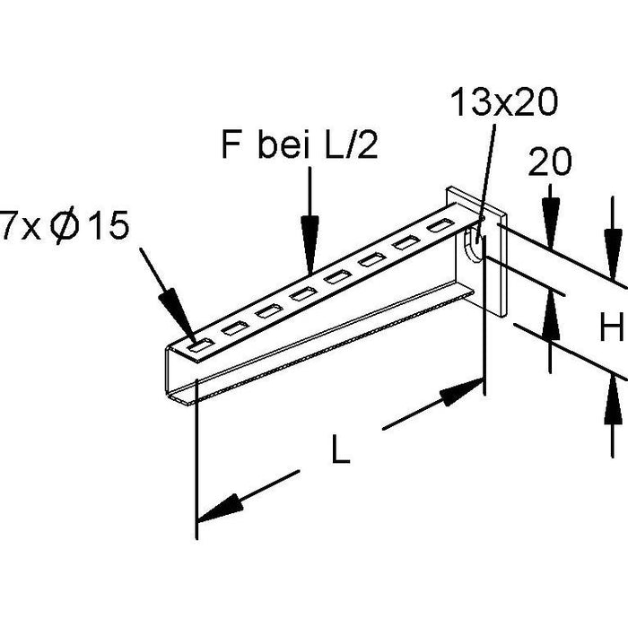 Rico - Ausleger für Kabeltragsystem Ausleger 17B2-500-V 500mm 3,6 kN  − 1 Stück
