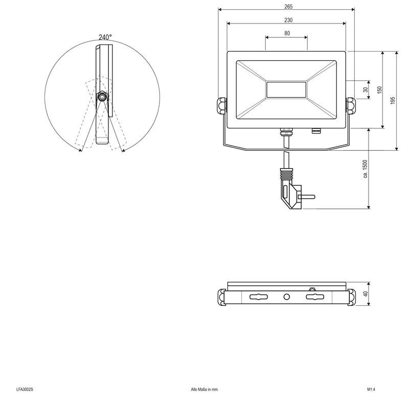 EVN Lichttechnik - Downlight/Strahler/Flutlicht LED-Fluter LFA3002S IP65, 3000K 2150lm