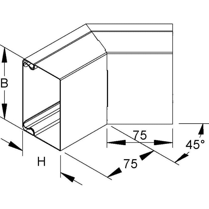 Niedax - Außeneck für Leitungsführungskanal Außeneck, 45 Grad LUAB 100.100  − 1 Stück
