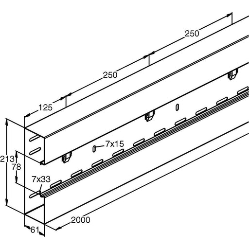 Niedax - Geräteeinbaukanal Gerätekanal-Unterteil GKU 213A78T100 W − 4 Meter