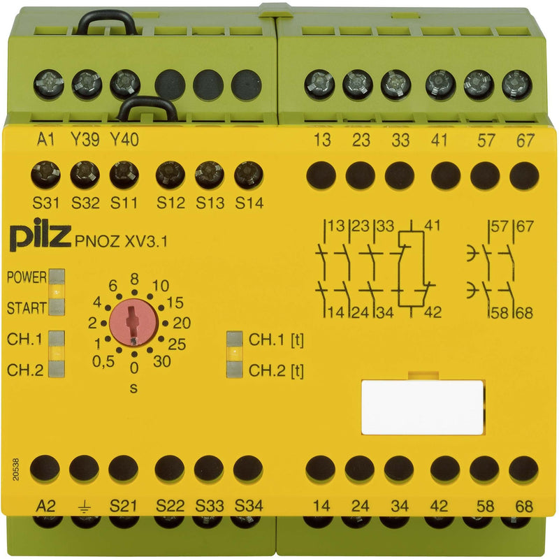 Pilz - Gerät zur Überwachung von sicherheitsgerichteten Stromkreisen Not-Aus-Schaltgerät PNOZ XV3.1 #774610 30/24-240ACDC3no1nc2