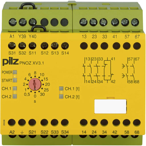 Pilz - Gerät zur Überwachung von sicherheitsgerichteten Stromkreisen Not-Aus-Schaltgerät PNOZ XV3.1 #774610 30/24-240ACDC3no1nc2