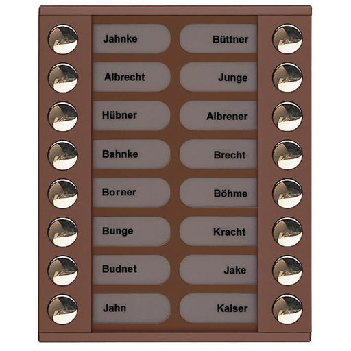 TCS Tür Control - Montageelement für Türstation Audioaußenstation 2-reihig PET16-EB/04 Erw.16 Tasten bronze