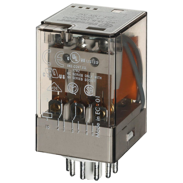 Finder - Schaltrelais Ind-Rel.11pol. 6VAC 3W 10A 60.13.8.006.0040 f.Fas. 90.73/112  − 10 Stück

