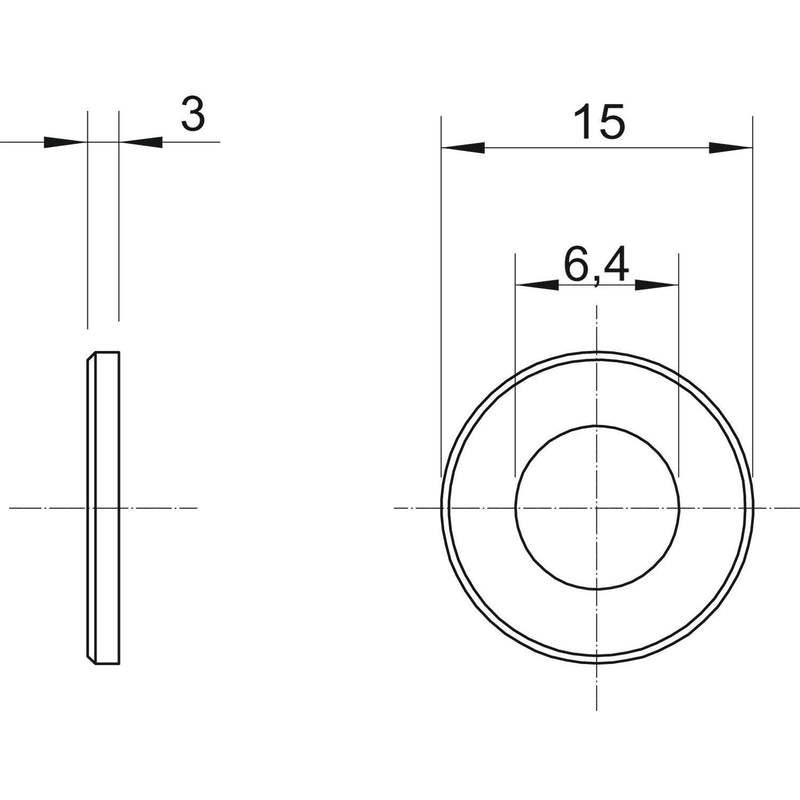 OBO Bettermann - Unterlegscheibe Distanzstück 2033 D 15x3 G D=15mm x3mm − 50 Stück
