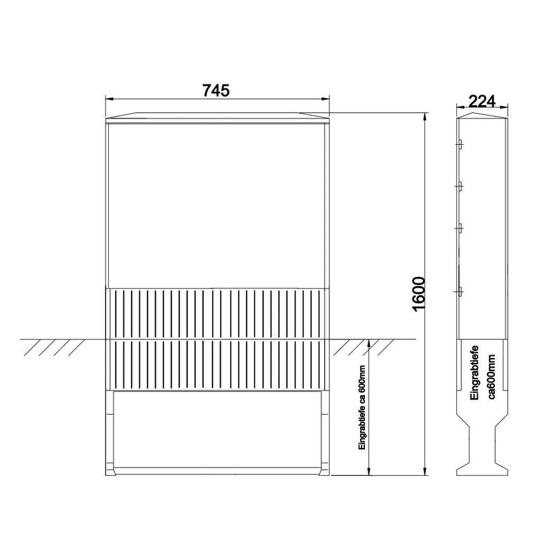 GSAB Elektrotechnik - Gehäuse/Schaltschrank (leer) Flachschränke 1F1600 1600x745x226mm