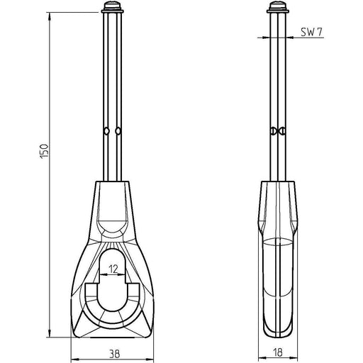 DELTA DORE - Zubehör/Ersatzteile für Tor-/Rollladenantriebe Öse für Handkurbel GGK 539-16 lang,270 mm