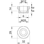 OBO Bettermann - Erweiterungs-/Reduzierring Reduktion 107 R M25-12 PA Iso,lgr − 100 Stück