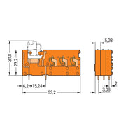 WAGO - Leiterplattenklemme 3LeiterLeiterplattenklemme 742-158 2,5 mm²,orange − 100 Stück