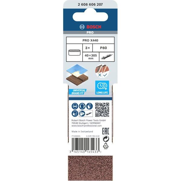 Bosch - Schleifpapier/Schleifvlies PRO X440 Schleifband, 40 x 2608606207 305 mm, 80, 50-tlg