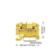 WAGO - Durchgangs-Reihenklemme 2-Leiter-Durchgangsklemme 2201-1206 1,5 mm²,gelb − 100 Stück