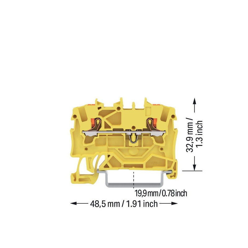 WAGO - Durchgangs-Reihenklemme 2-Leiter-Durchgangsklemme 2201-1206 1,5 mm²,gelb − 100 Stück
