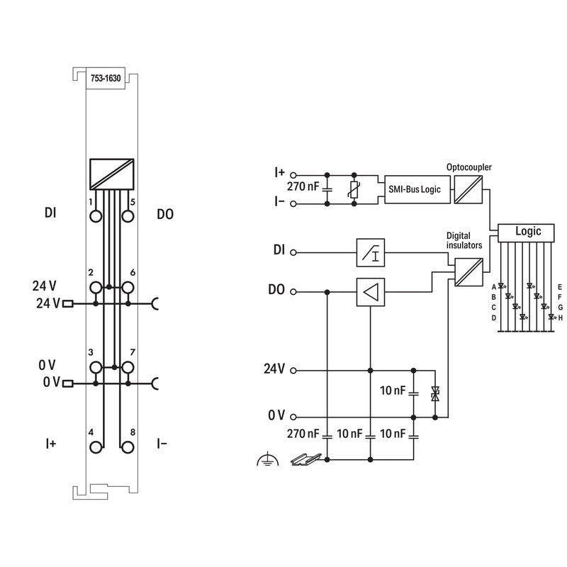 WAGO - Feldbus, Dez. Peripherie - Kommunikations-Modul SMI-Master 753-1630 AC 230 V,lichtgrau