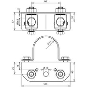 DEHN - Zubehör/Ersatzteile für Erdung und Blitzschutz Adapter AD WAS 50 BB16 V2A z.Winkelabst.f.Rohre