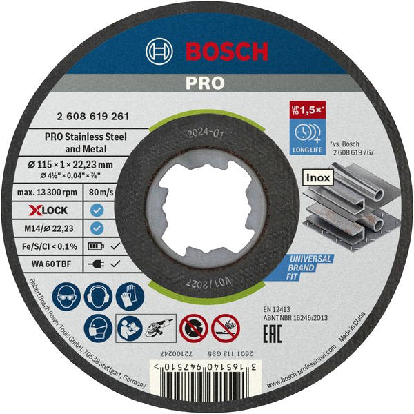 Bosch - Trenn-/Schleifscheibe PRO Stainless Steel and 2608619266 Metal X-Lock