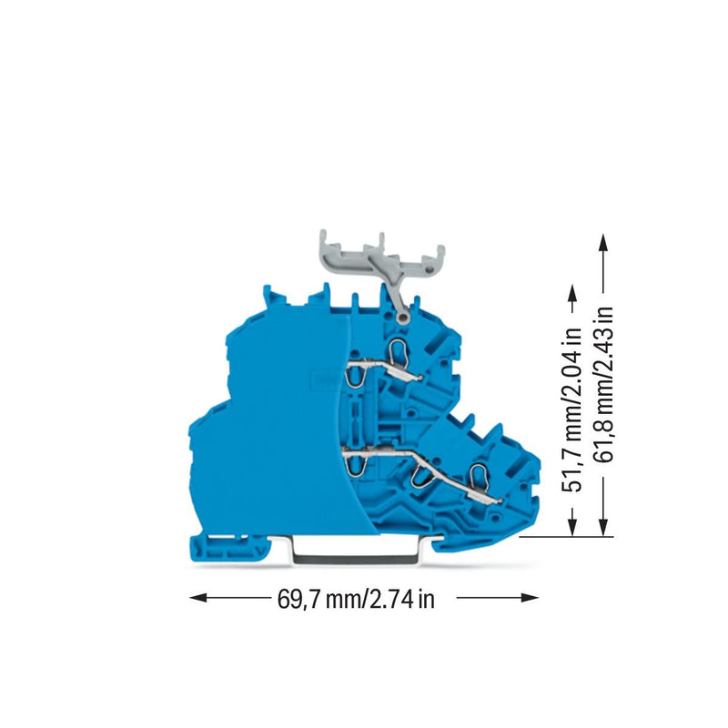 WAGO - Durchgangs-Reihenklemme Doppelstockklemme 2000-2234/099-000 Abschlussplatte,blau − 50 Stück