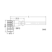 WAGO - Konfektioniertes Sensor-Aktor-Kabel Sensor-/Aktorleitung M12A 756-5302/030-050 Bu., winklig,3-polig